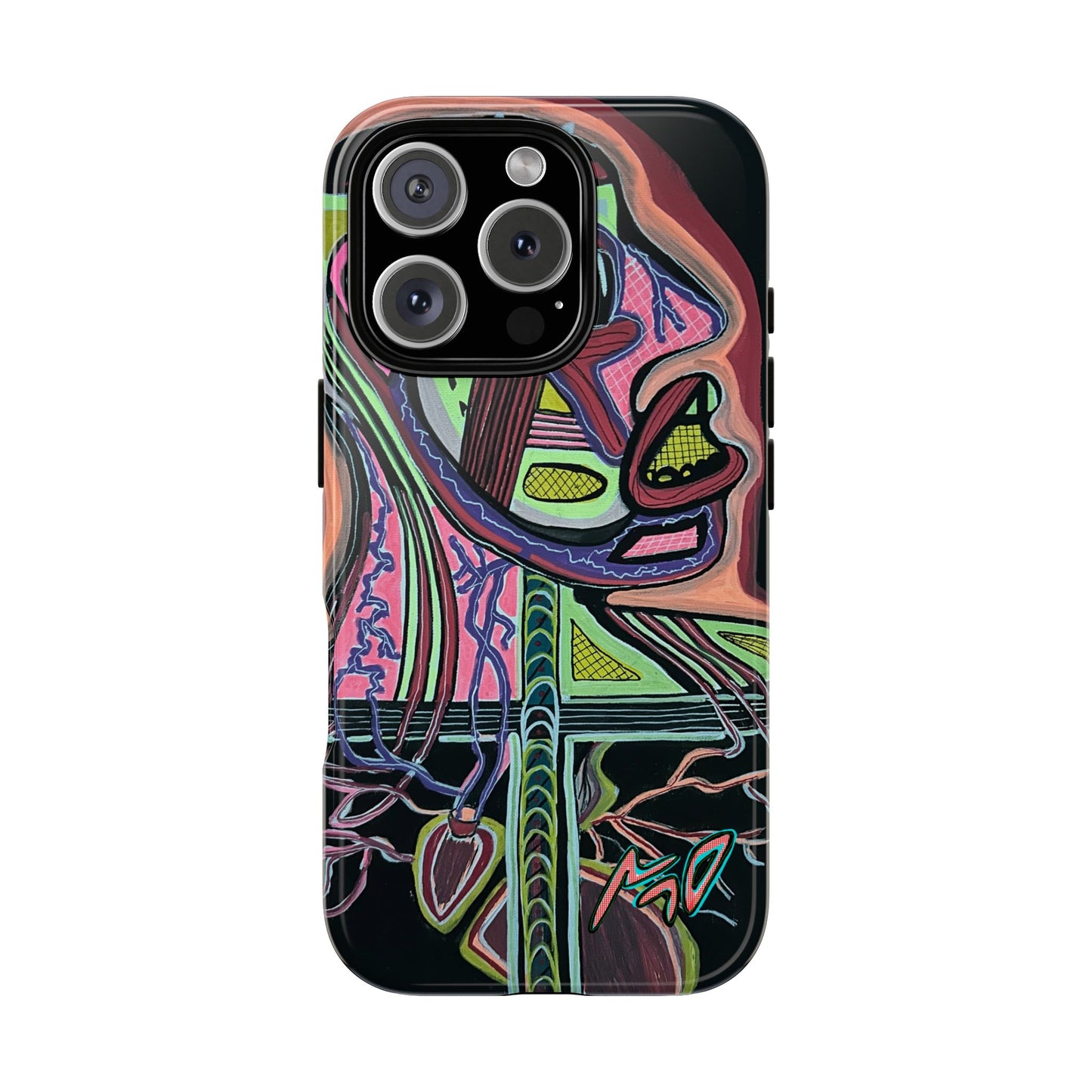 HEART ATTACK Abstract Neon Face Tough Phone Case – Vibrant Art Phone Cover