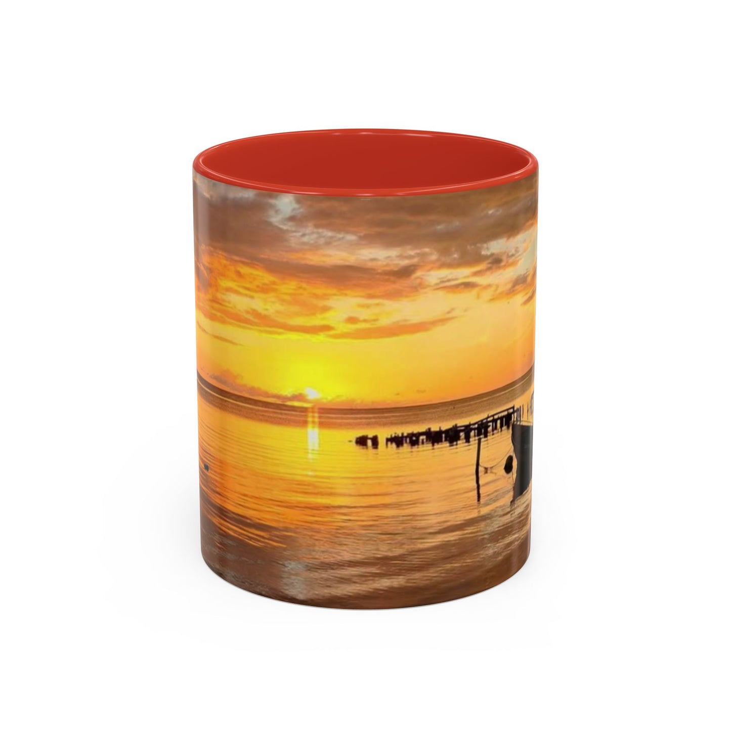 Sunset Harbor Coffee Mug — Golden Beach Sunrise Accent Mug (11/15oz)