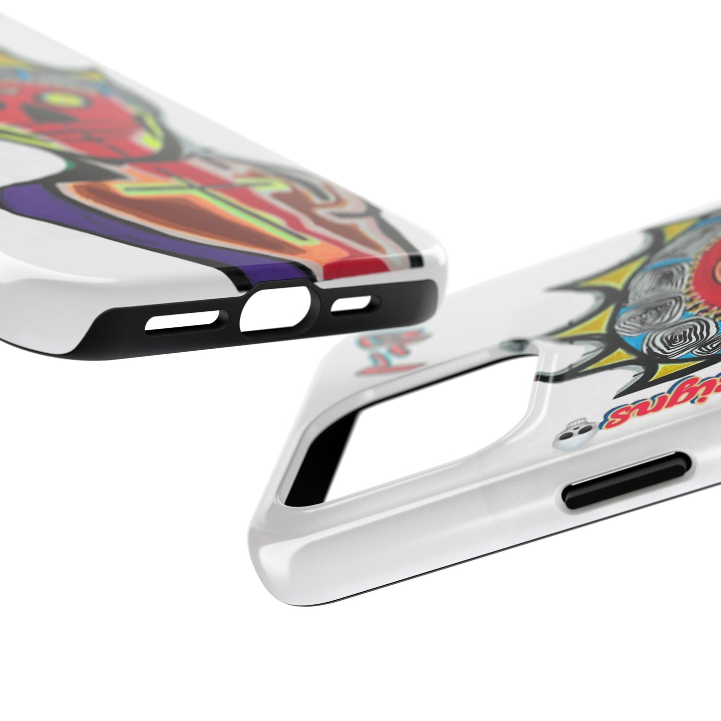 Artistic Crown KING GRAY  Skull Tough Phone Case — Colorful Abstract Guardian Design