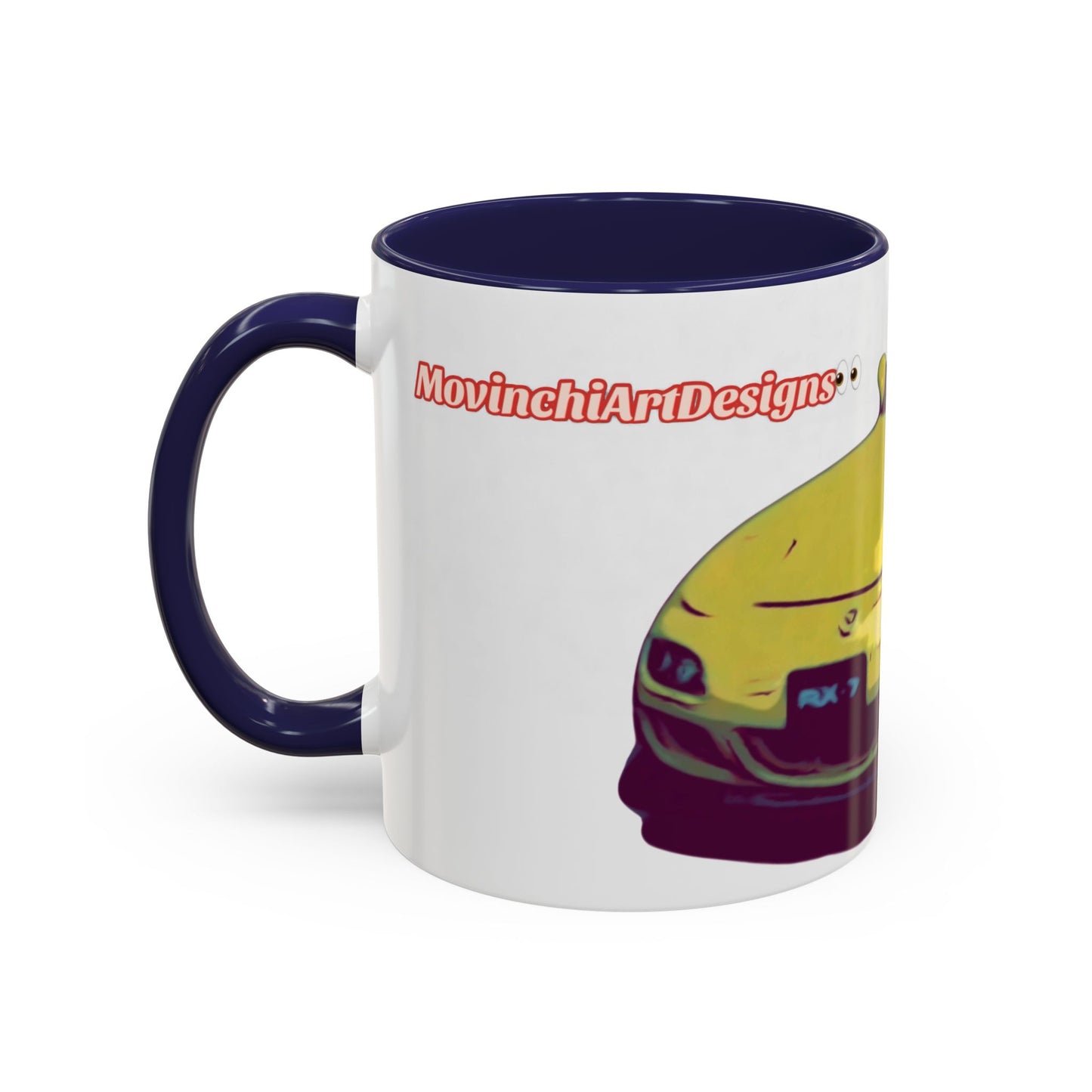 RX7  Coffee Mug — Yellow Sports Car Illustration Accent Mug