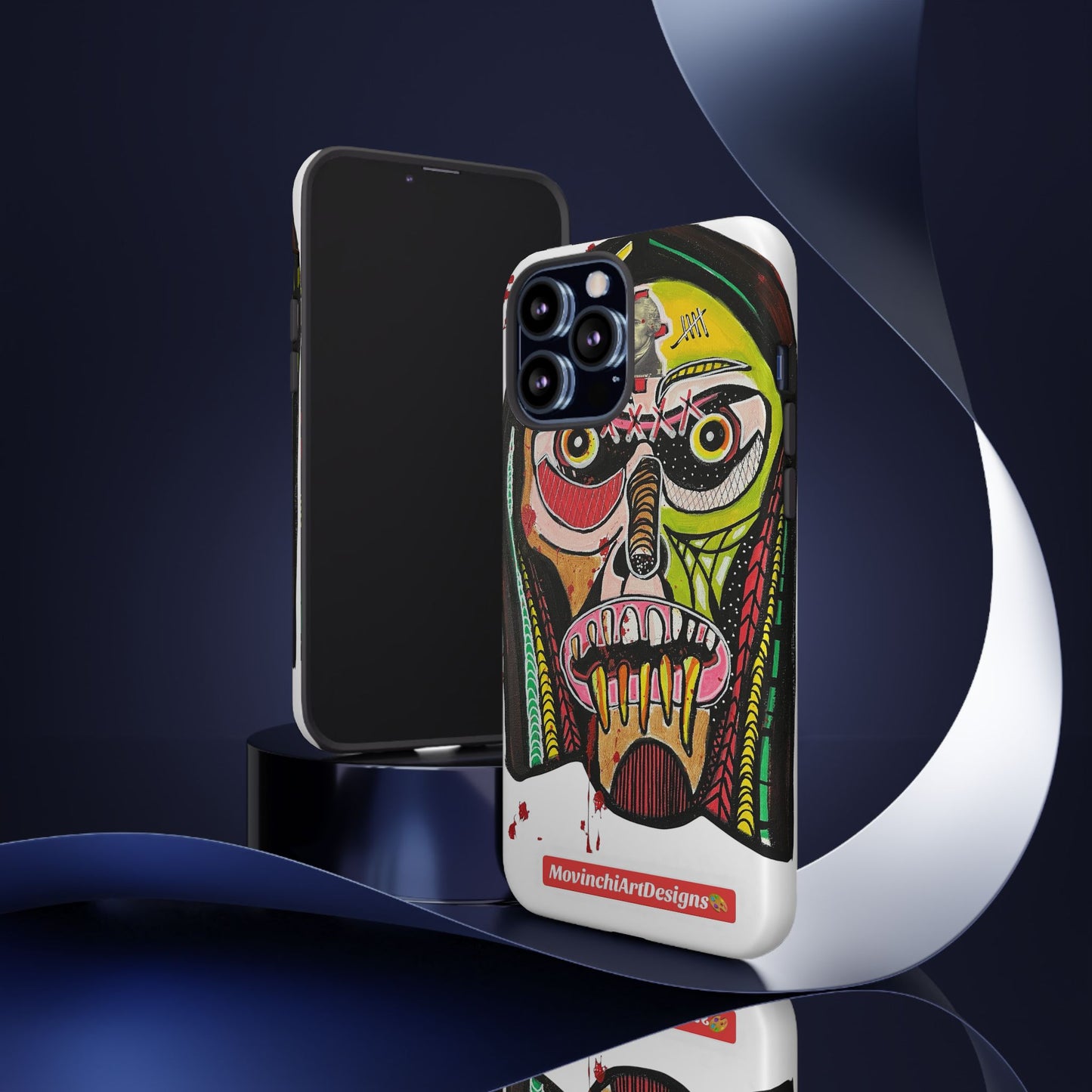 KUNTA.  Abstract Tribal Skull Phone Case — Colorful Street Art Protective Cover