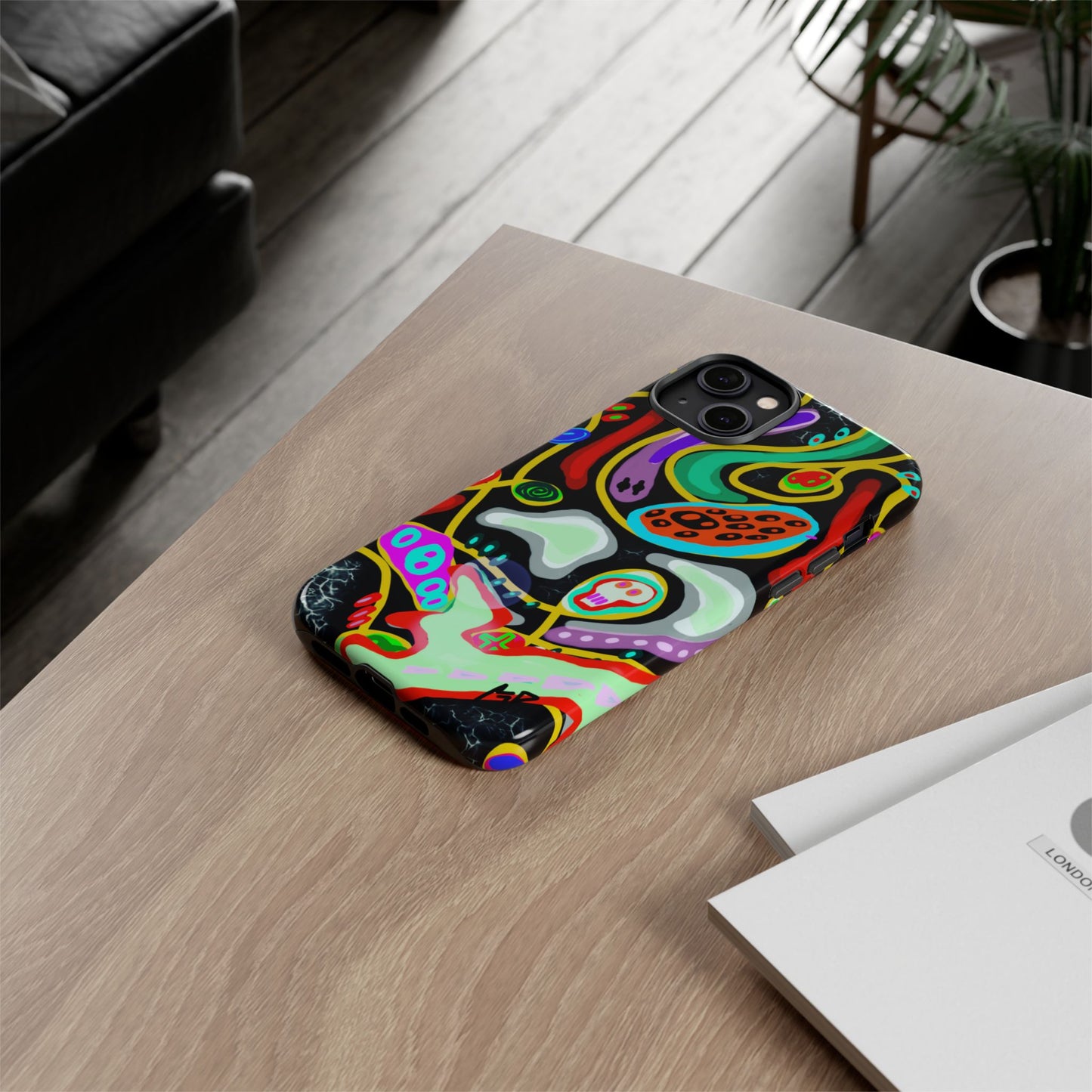 CRAZY4  Abstract Neon Skull Phone Case — Colorful Psychedelic Protective Cover