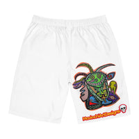 RYDER.  Men's Board Shorts with Colorful Tribal Goat Graphic — MovinchiArt Designs