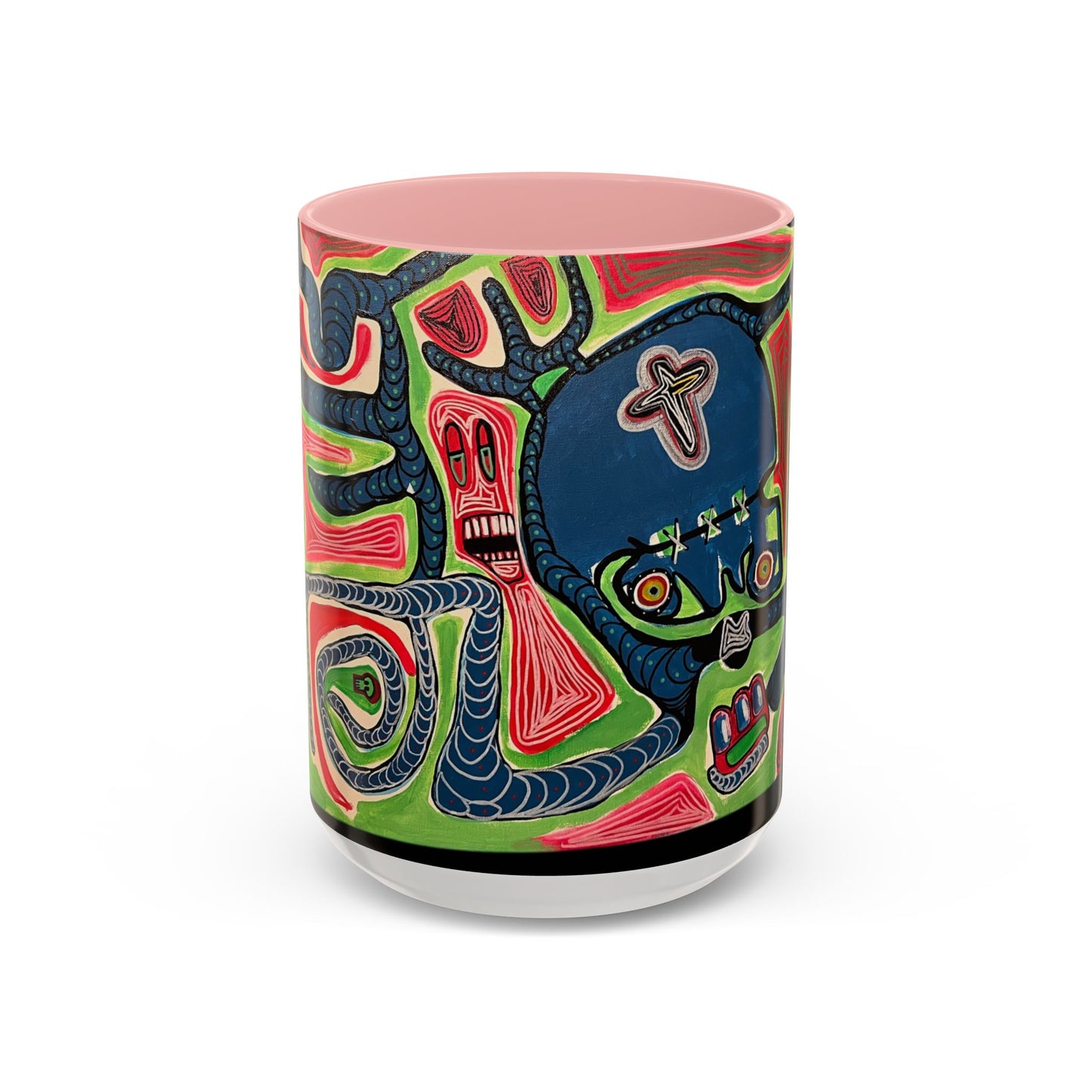 AFTER LIFE.  Abstract Tribal Art Coffee Mug — Colorful Surreal Accent Mug