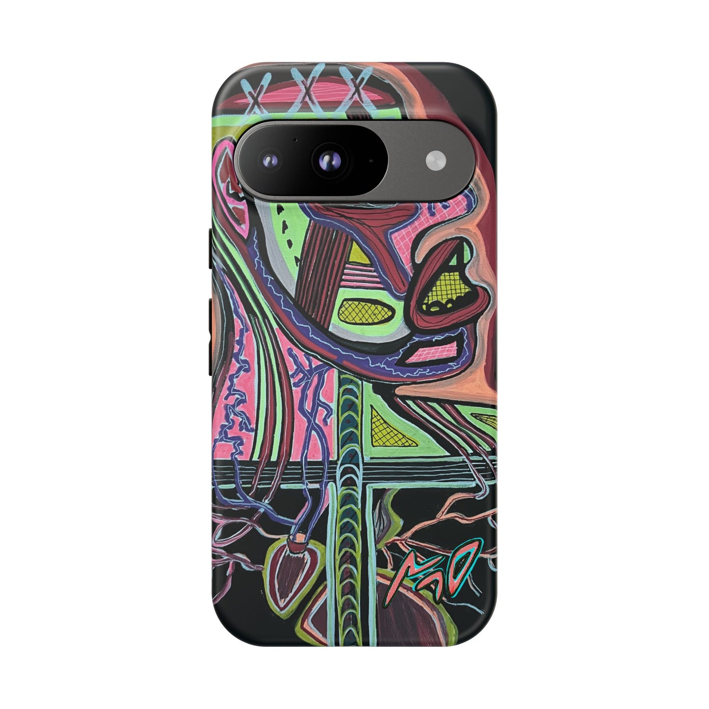 HEART ATTACK Abstract Neon Face Tough Phone Case – Vibrant Art Phone Cover