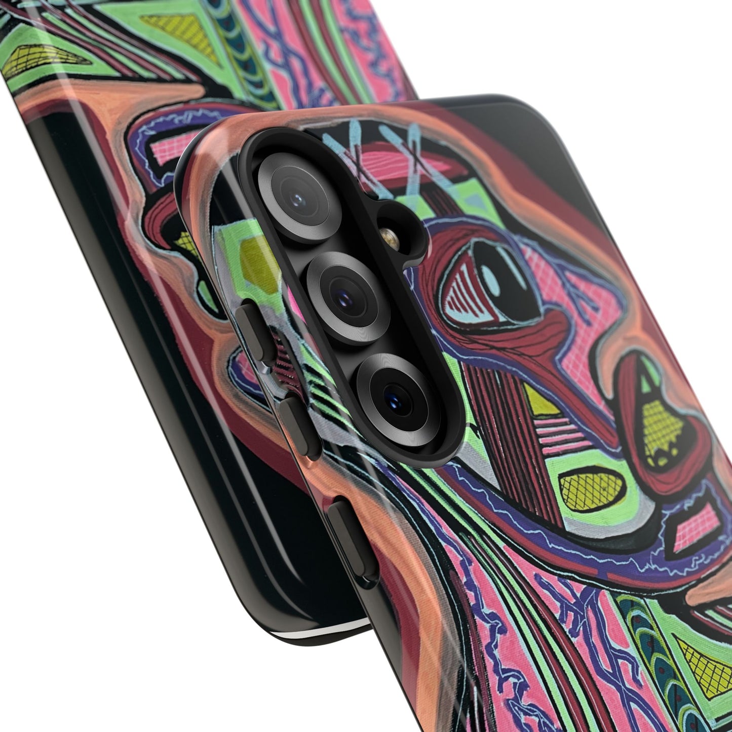 HEART ATTACK Abstract Neon Face Tough Phone Case – Vibrant Art Phone Cover