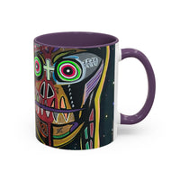 VINCENT  Skull Pop Art Accent Coffee Mug — Colorful Neon Tribal Skull Design (11/15oz)