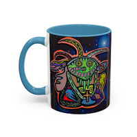 Psychedelic RYDER2.0   Space Goat Accent Coffee Mug — Colorful Cosmic Animal Art (11/15oz)
