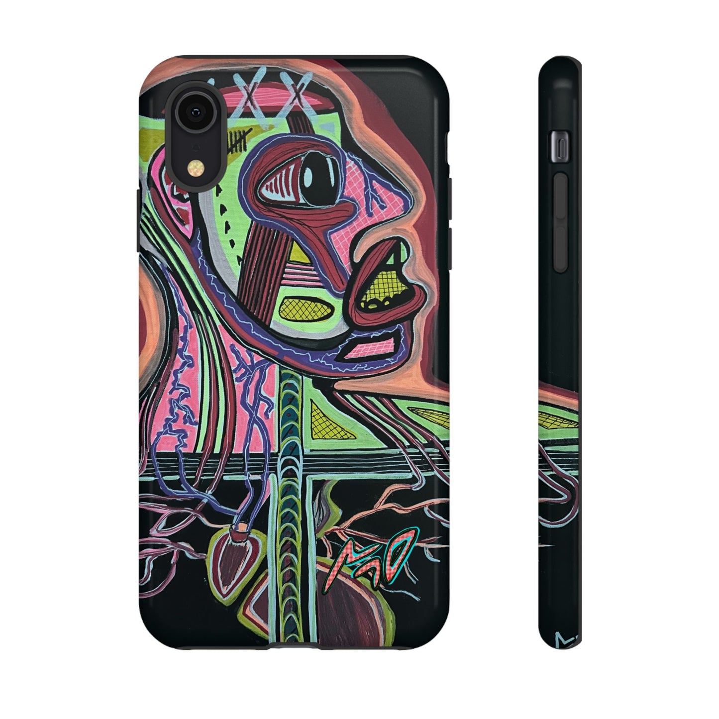 HEART ATTACK Abstract Neon Face Tough Phone Case – Vibrant Art Phone Cover