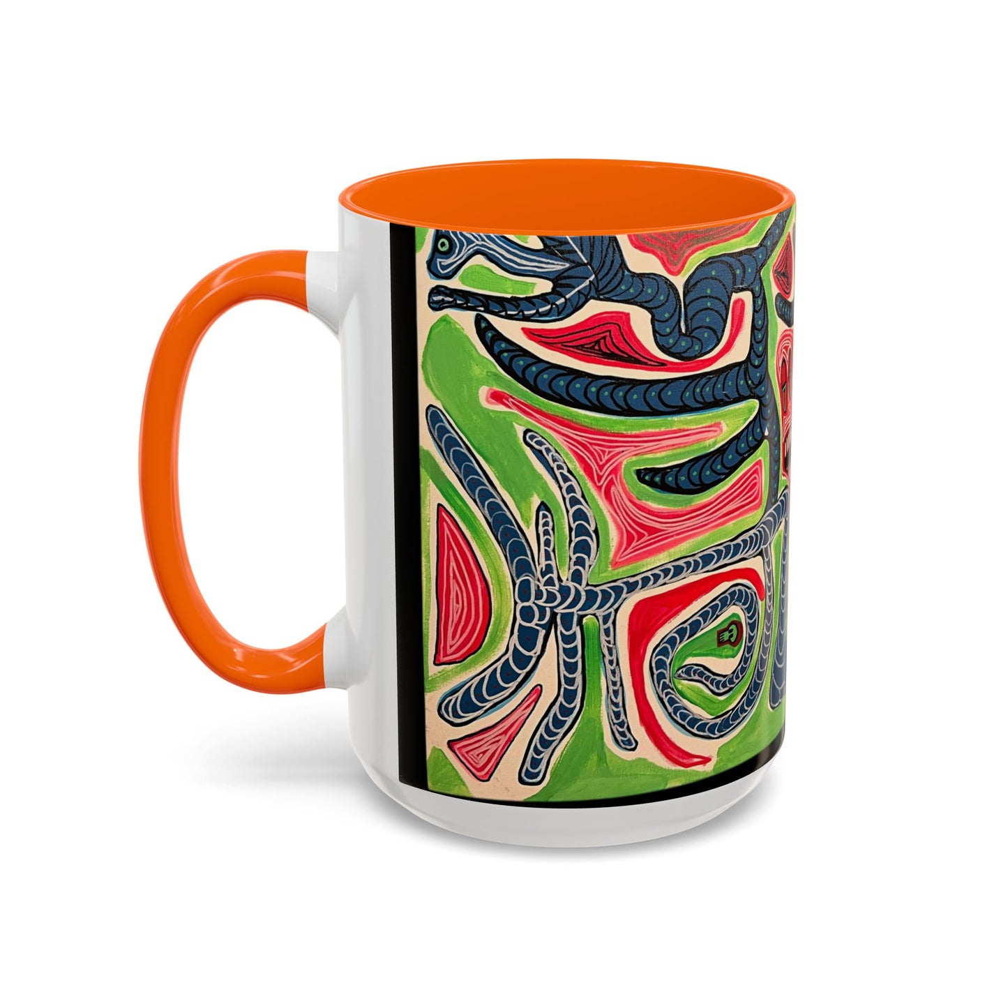 AFTER LIFE.  Abstract Tribal Art Coffee Mug — Colorful Surreal Accent Mug