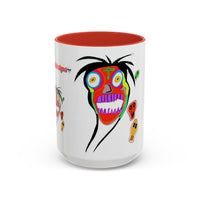 Skullface Accent Coffee Mug — Colorful Day of the Dead Pop Art (11/15oz)