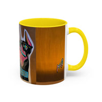 Colorful Doberman Accent Coffee Mug — Vibrant Dog Portrait Ceramic Mug (11/15oz)