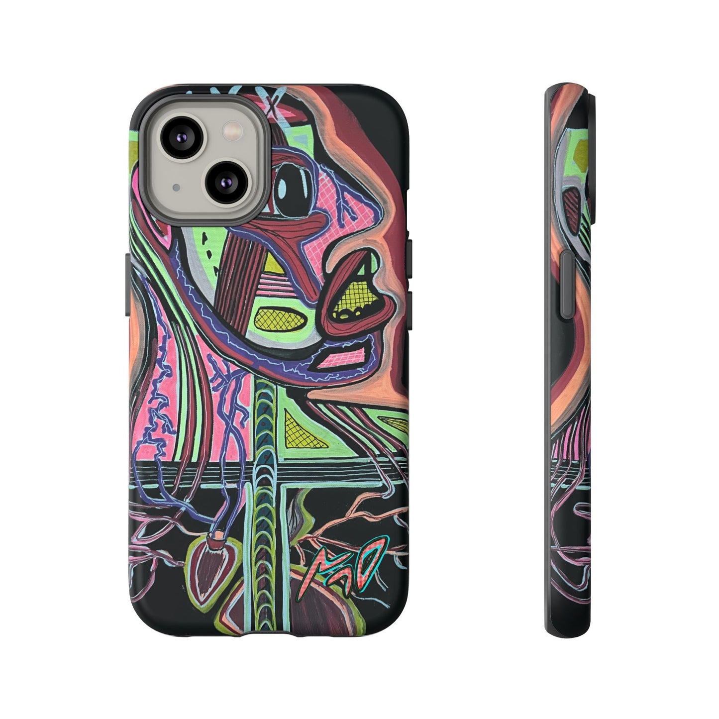 HEART ATTACK Abstract Neon Face Tough Phone Case – Vibrant Art Phone Cover