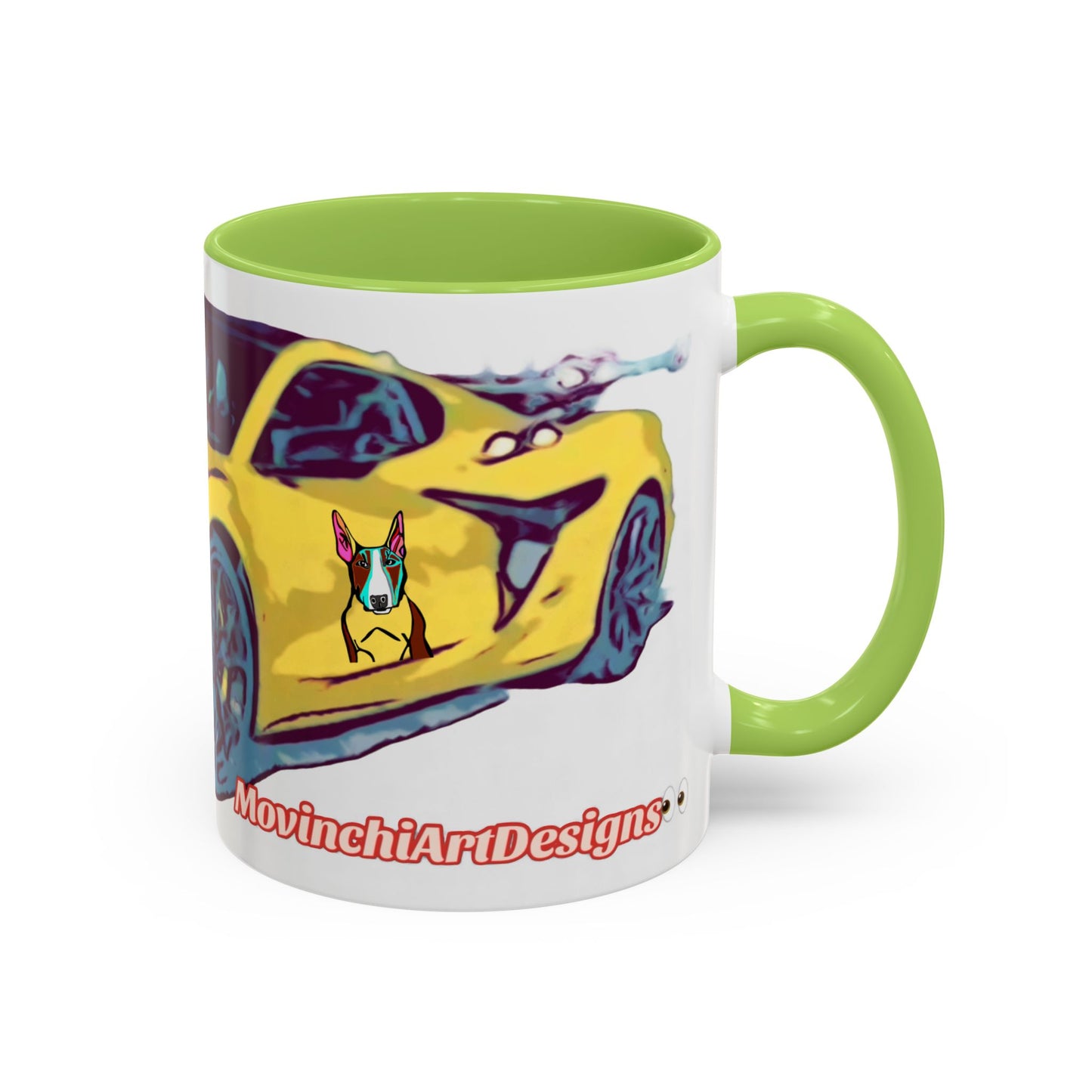 ZR1 Lover Coffee Mug — Yellow Sports Car & Boston Terrier Accent Mug (11/15 oz)