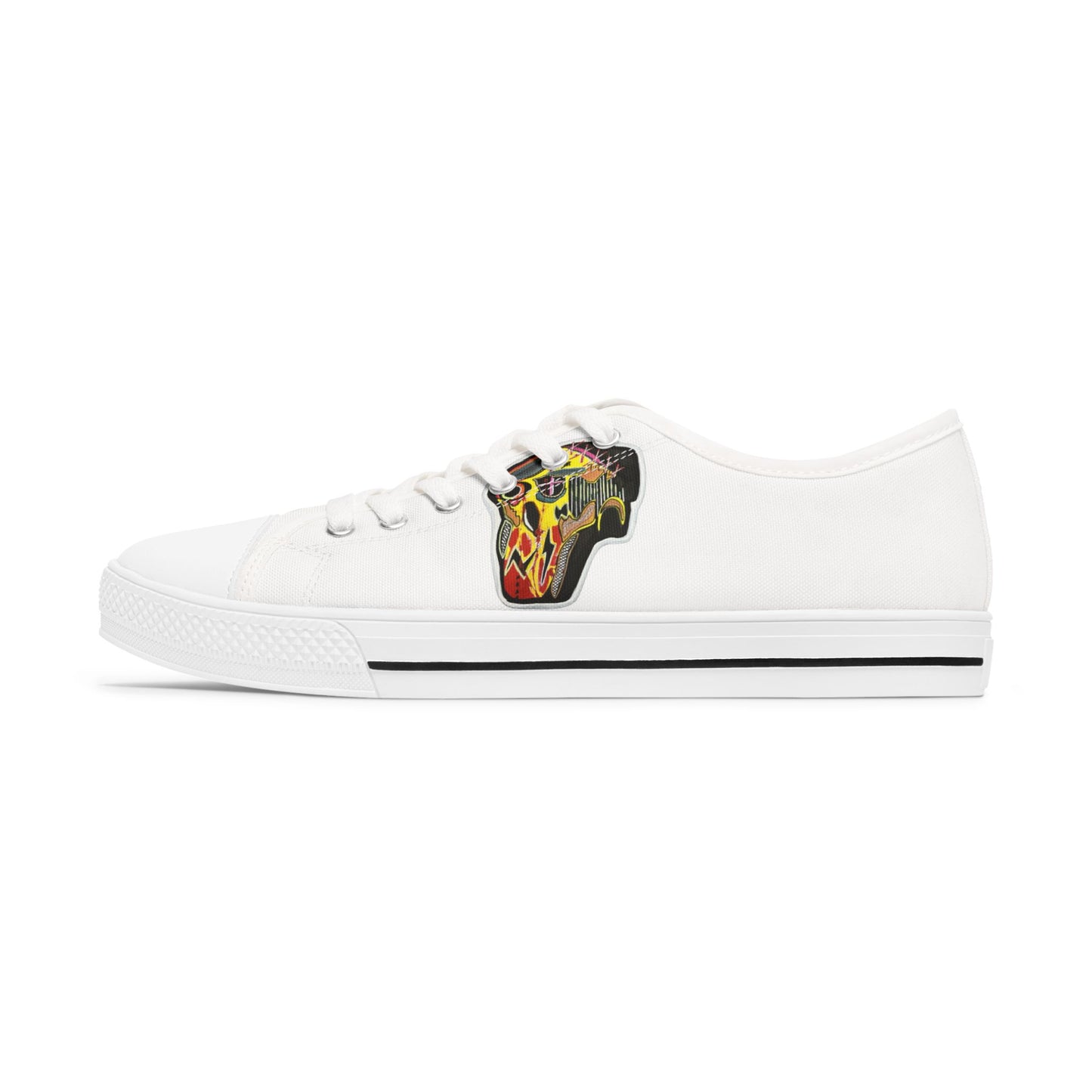 Women's Low Top Sneakers —INFECTED.   Vibrant Abstract Skull Art Print