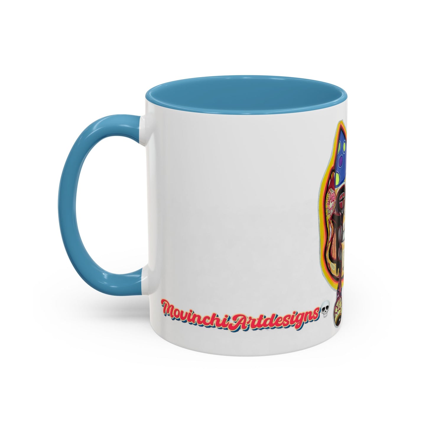 POOKIES BEAR Cat Skull Accent Coffee Mug — Day of the Dead Gothic Cat Design
