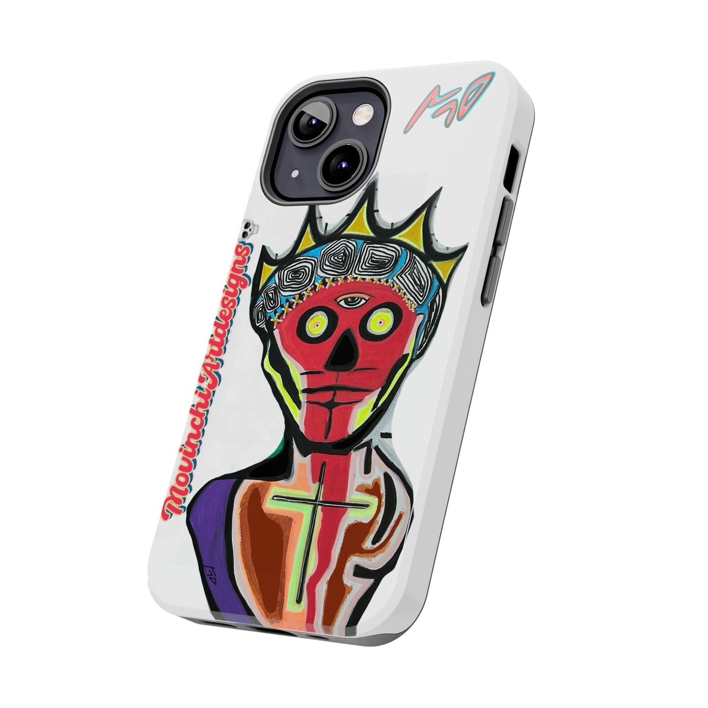 Artistic Crown KING GRAY  Skull Tough Phone Case — Colorful Abstract Guardian Design