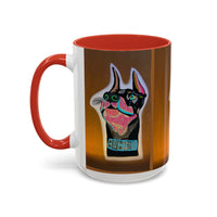 Colorful Doberman Accent Coffee Mug — Vibrant Dog Portrait Ceramic Mug (11/15oz)