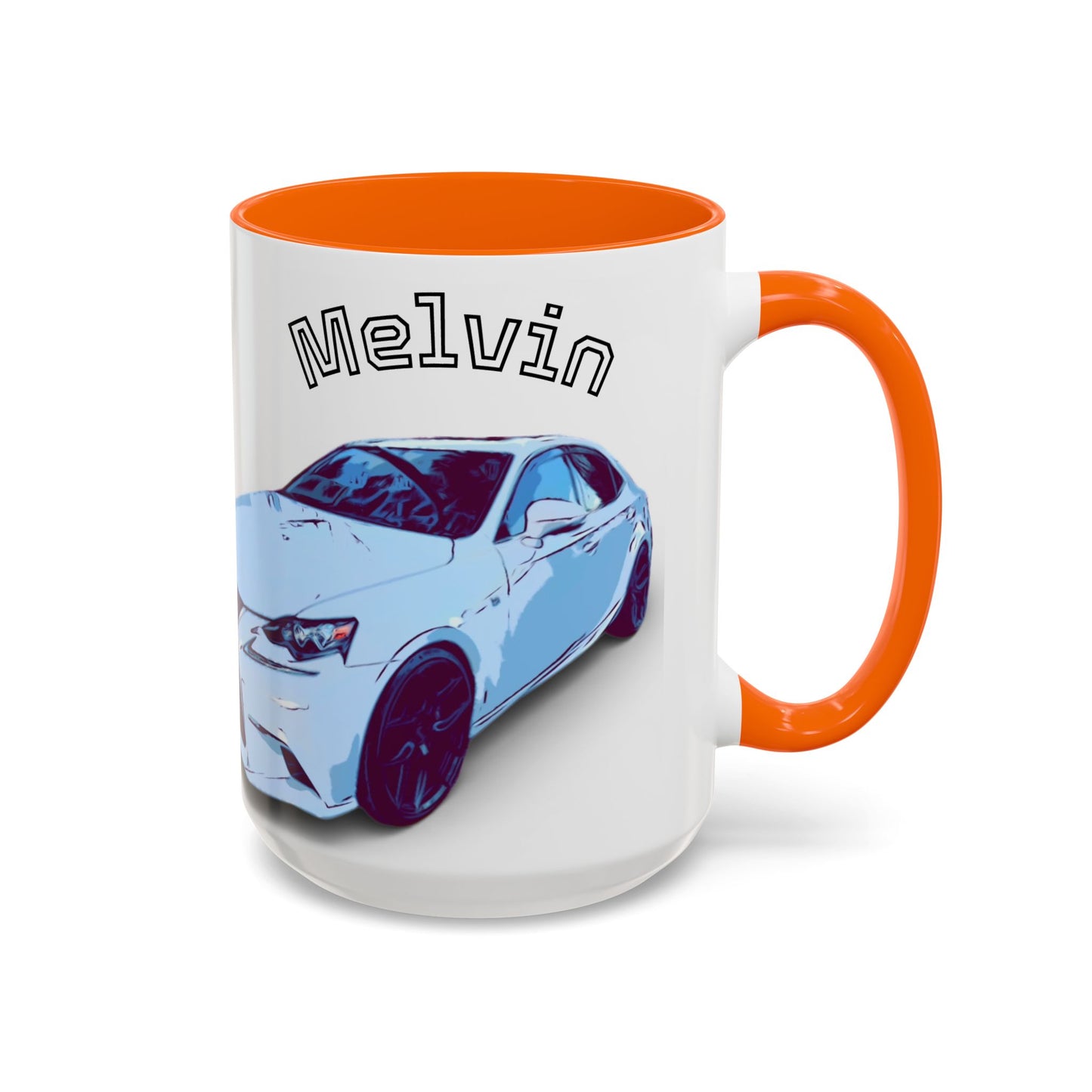 MELVIN.  Personalized Car Coffee Mug — 'Melvin' Sports Car Accent Mug (11/15oz)
