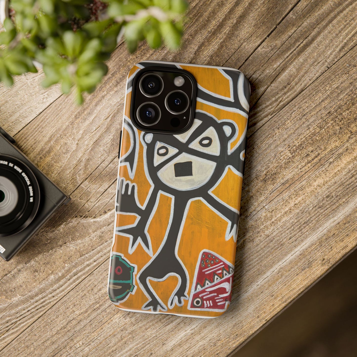 Abstract TAINO  Tribal Art Phone Case – Bold Orange Graphic Protective Cover