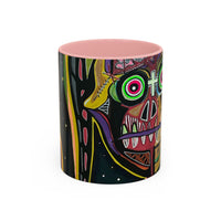 VINCENT  Skull Pop Art Accent Coffee Mug — Colorful Neon Tribal Skull Design (11/15oz)