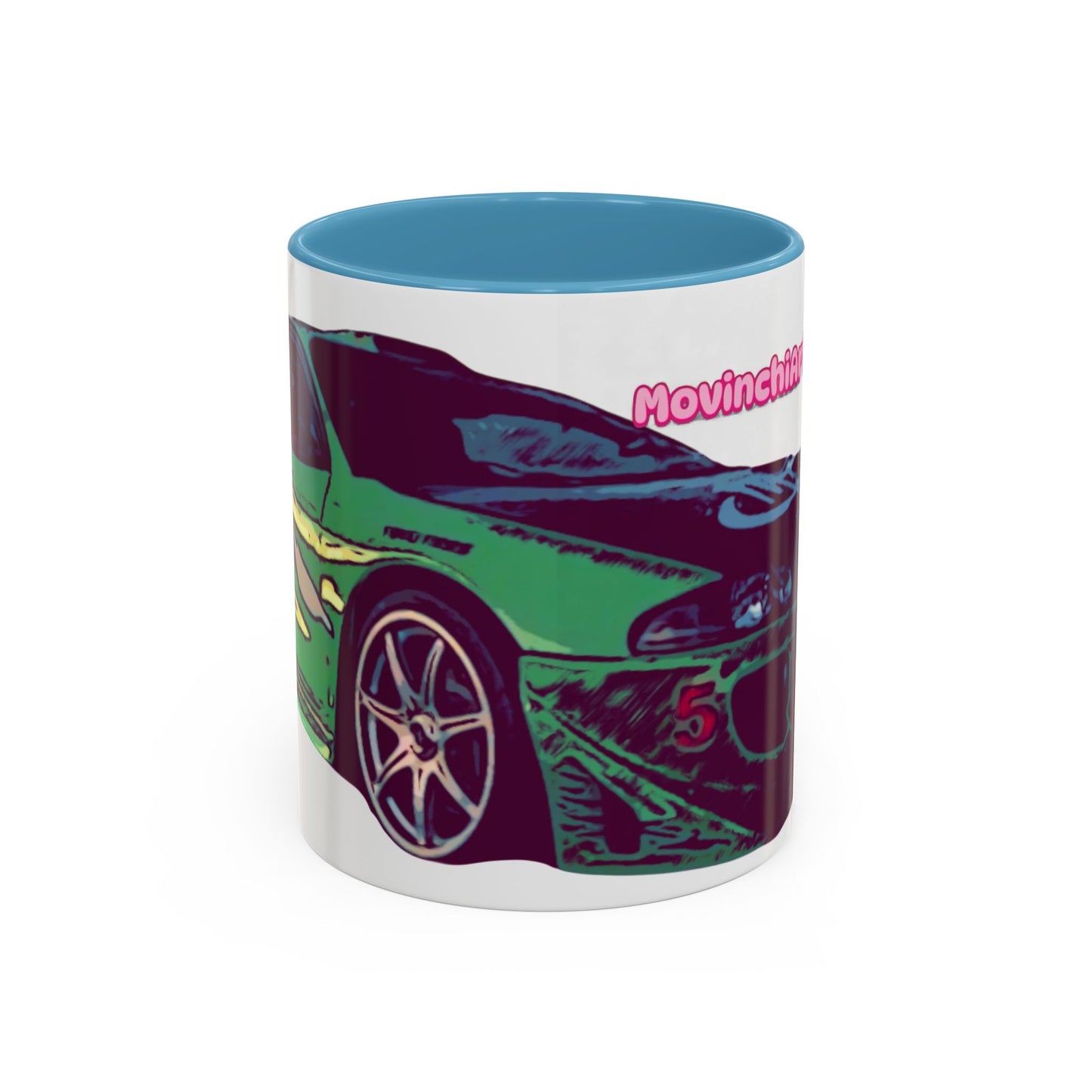Coffee Mug —ECLIPSE  Neon Sports Car Design with "MovinchiArtDesigns" Logo