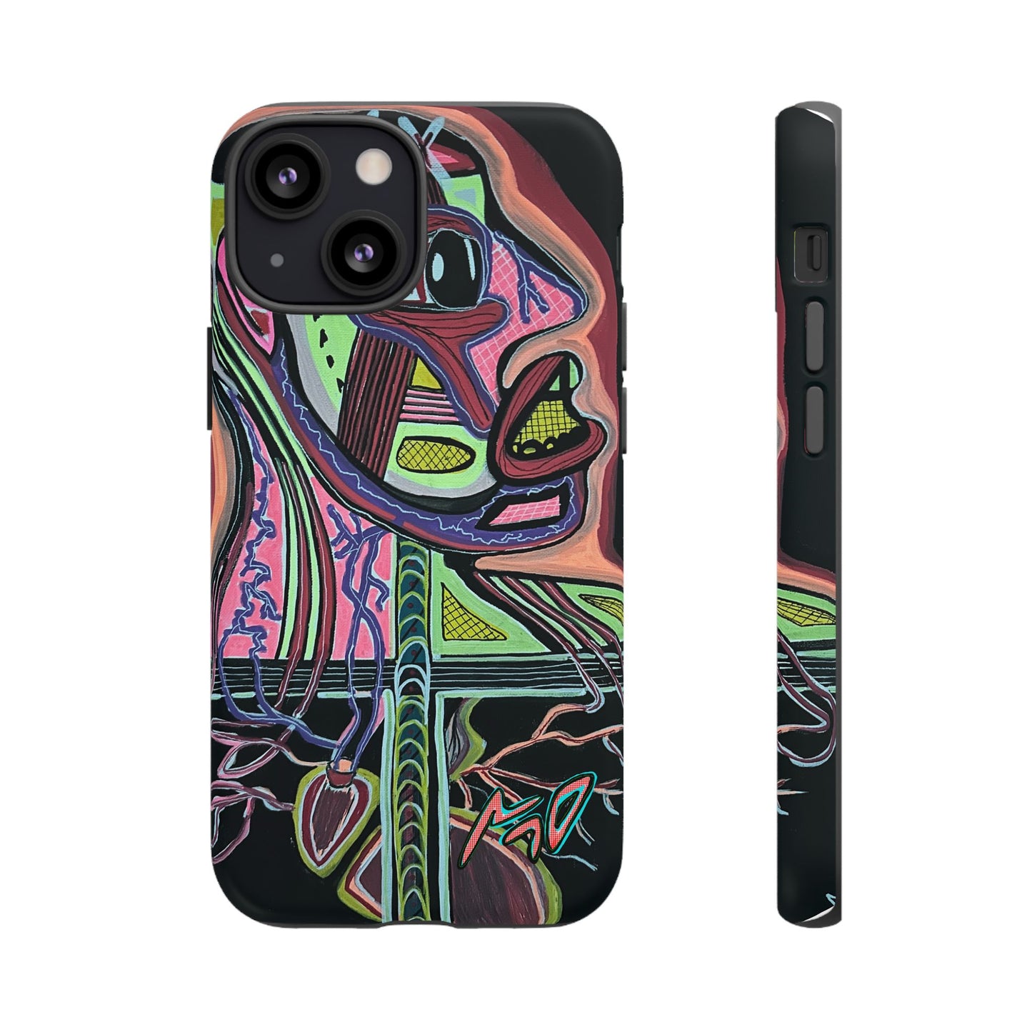 HEART ATTACK Abstract Neon Face Tough Phone Case – Vibrant Art Phone Cover