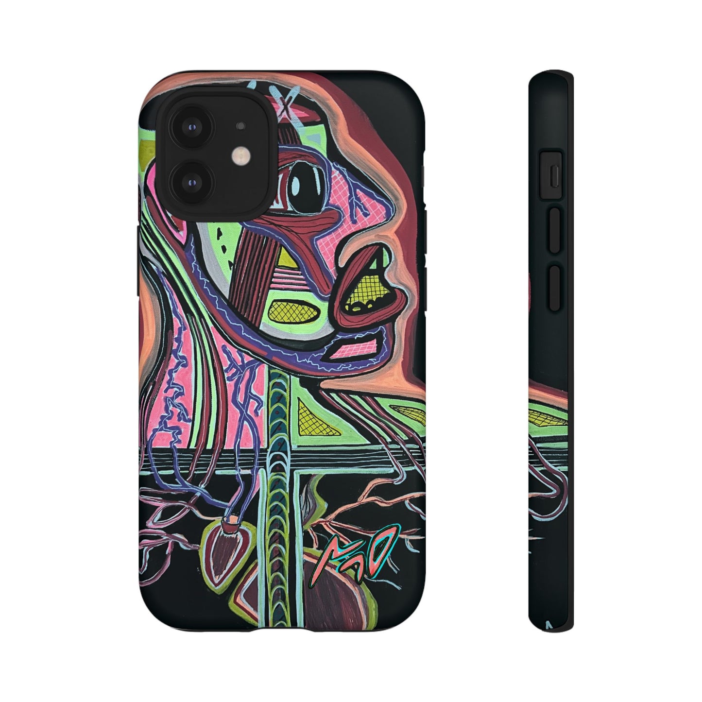 HEART ATTACK Abstract Neon Face Tough Phone Case – Vibrant Art Phone Cover