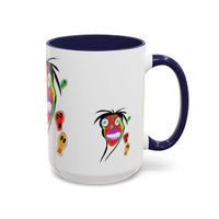 Skullface Accent Coffee Mug — Colorful Day of the Dead Pop Art (11/15oz)