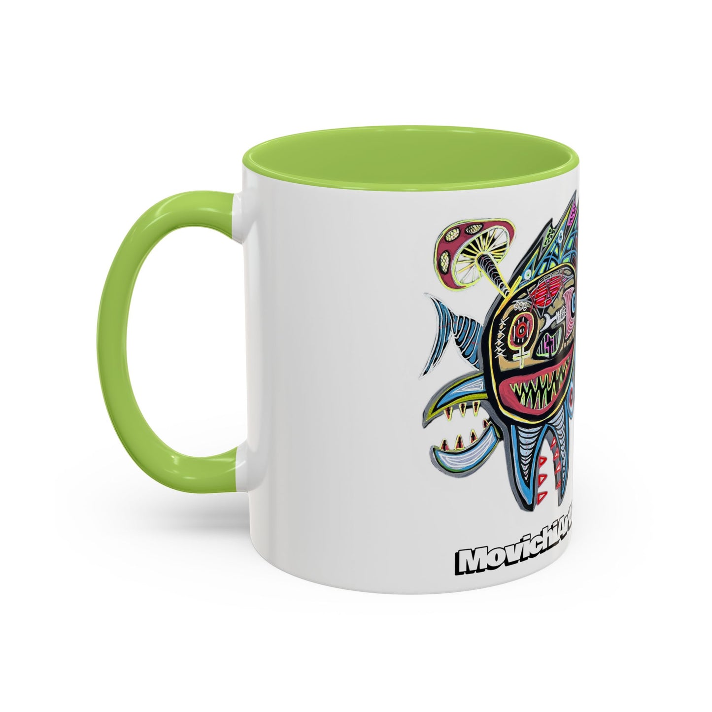 Colorful Shark Attack  Fish Accent Coffee Mug — Bold Nautical Art 11/15oz