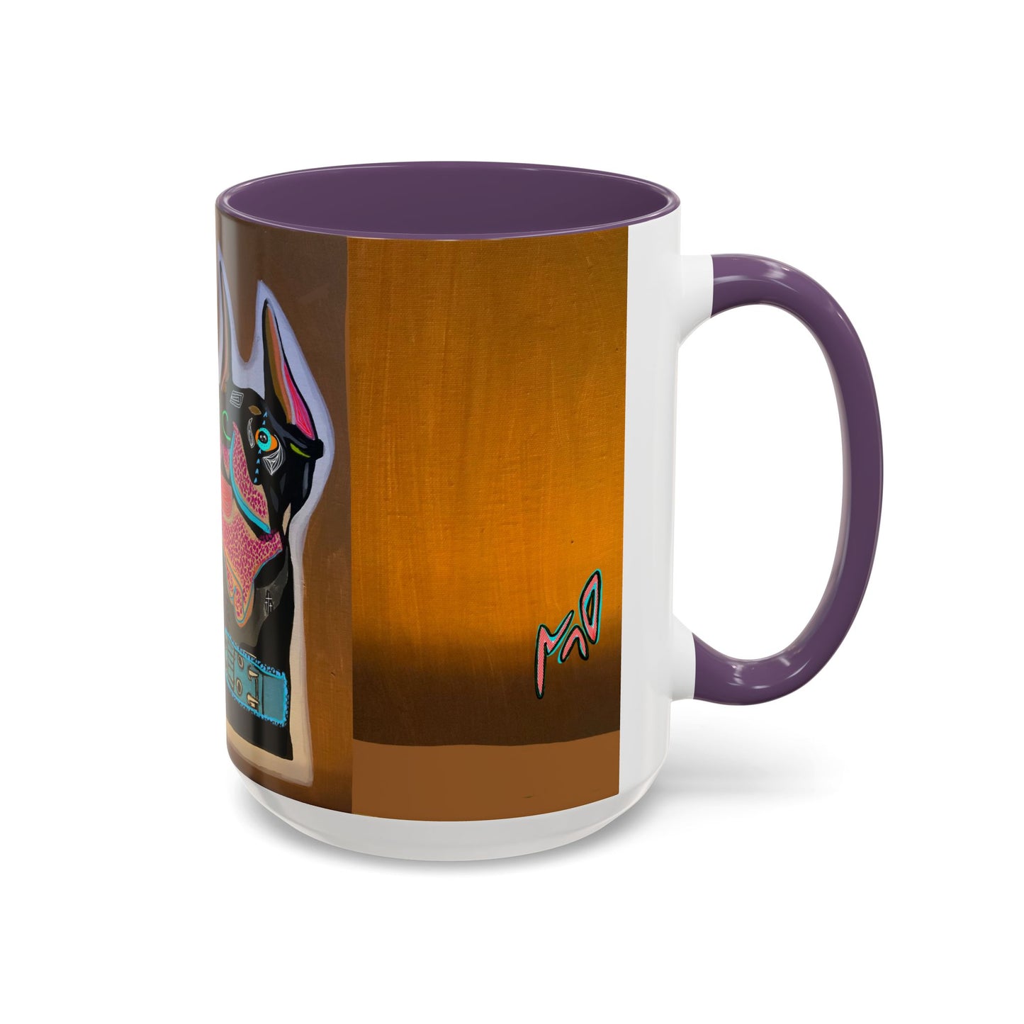 Colorful Doberman Accent Coffee Mug — Vibrant Dog Portrait Ceramic Mug (11/15oz)