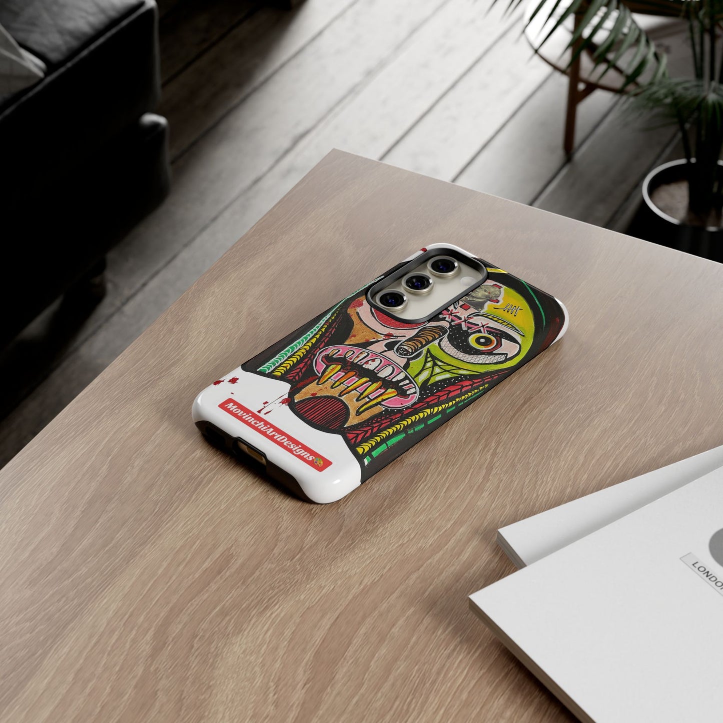 KUNTA.  Abstract Tribal Skull Phone Case — Colorful Street Art Protective Cover