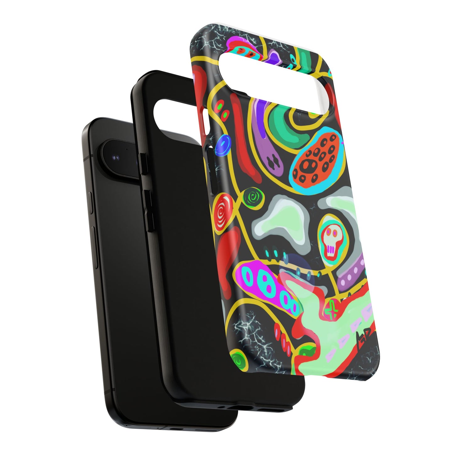 CRAZY4  Abstract Neon Skull Phone Case — Colorful Psychedelic Protective Cover