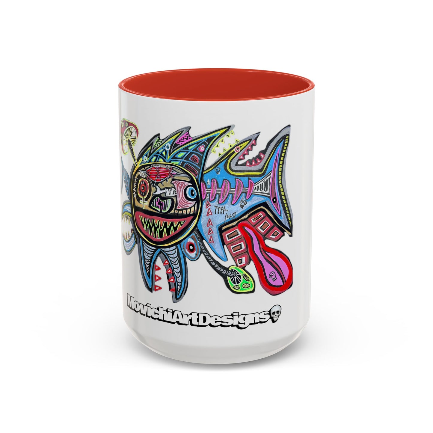 Colorful Shark Attack  Fish Accent Coffee Mug — Bold Nautical Art 11/15oz