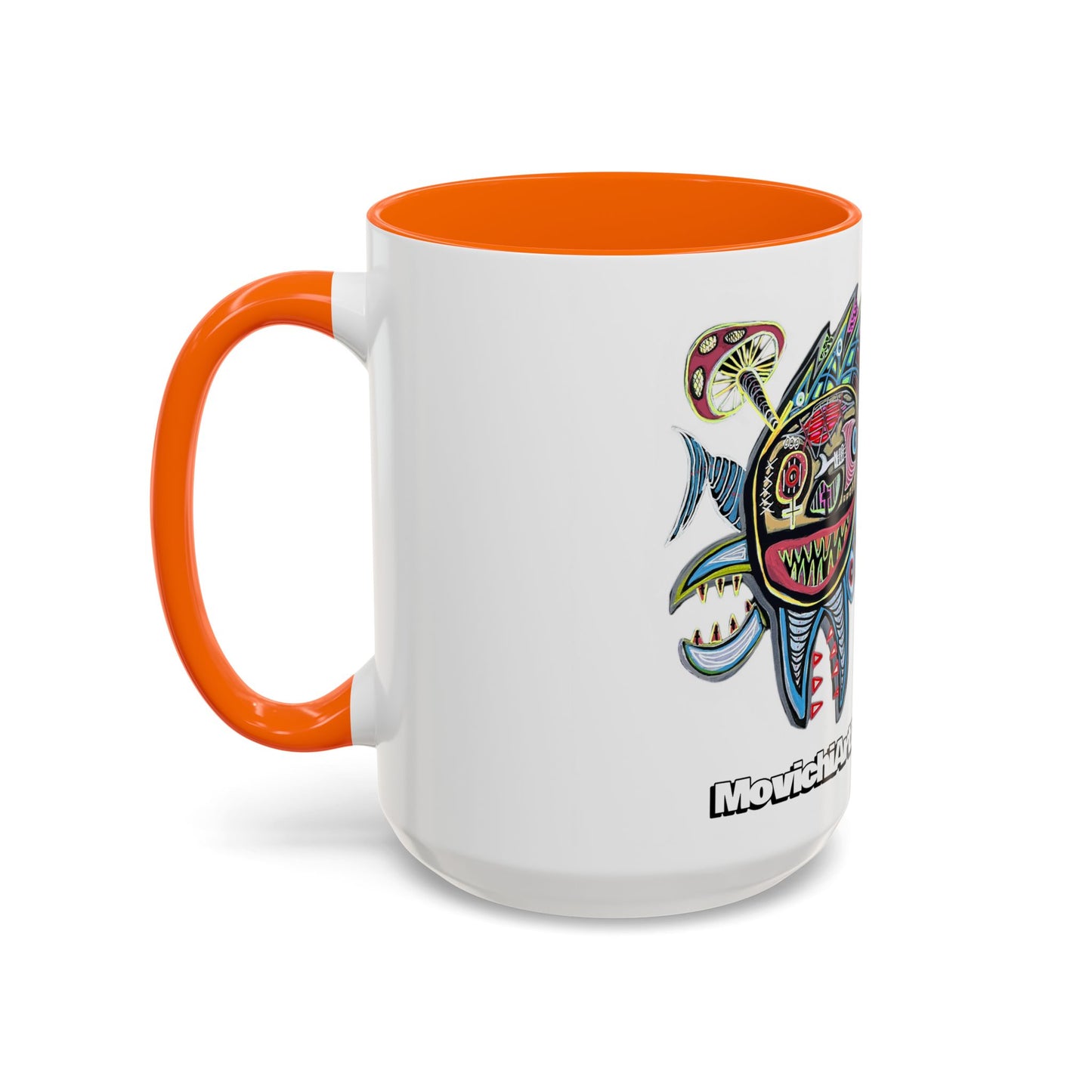 Colorful Shark Attack  Fish Accent Coffee Mug — Bold Nautical Art 11/15oz