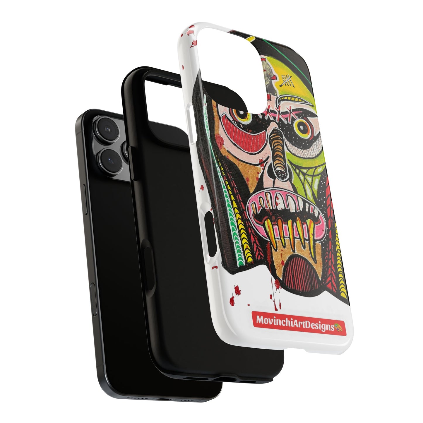 KUNTA.  Abstract Tribal Skull Phone Case — Colorful Street Art Protective Cover