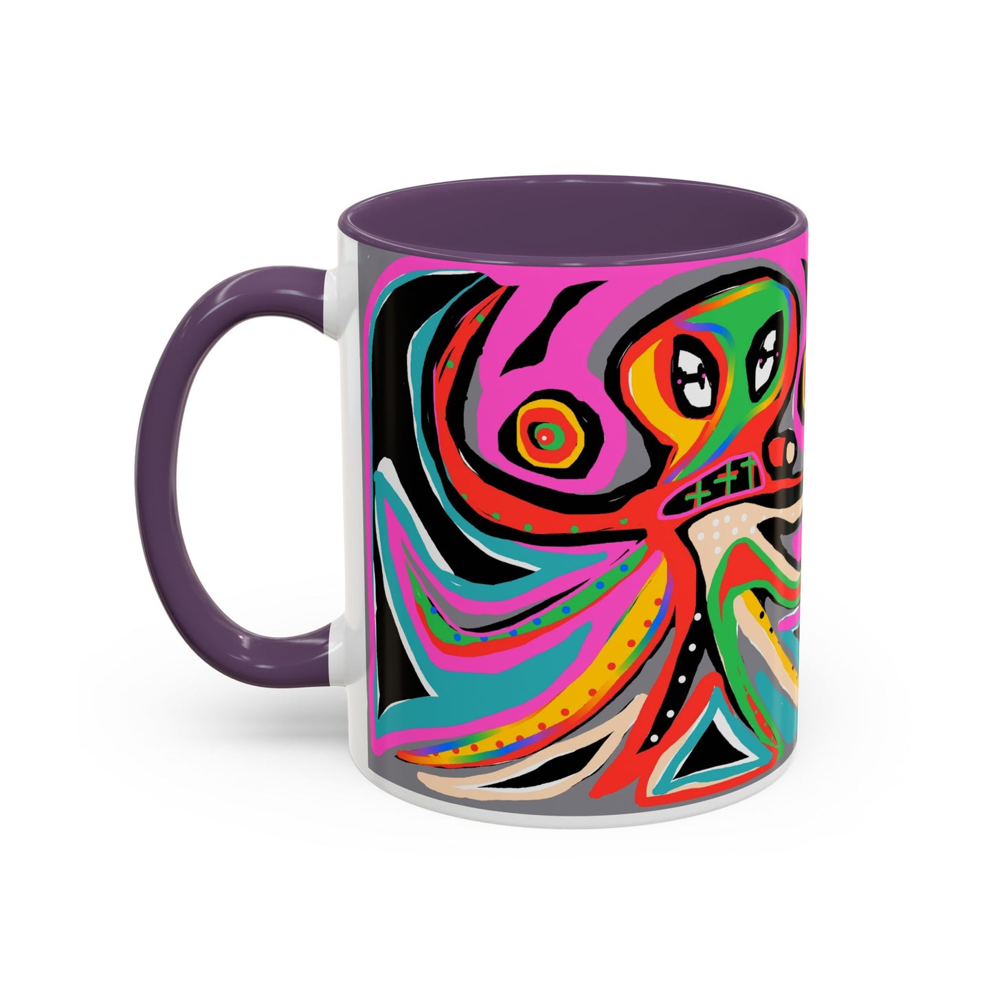 Abstract Neon octopussy Coffee Mug — Colorful Pop Art Accent Mug (11/15oz)