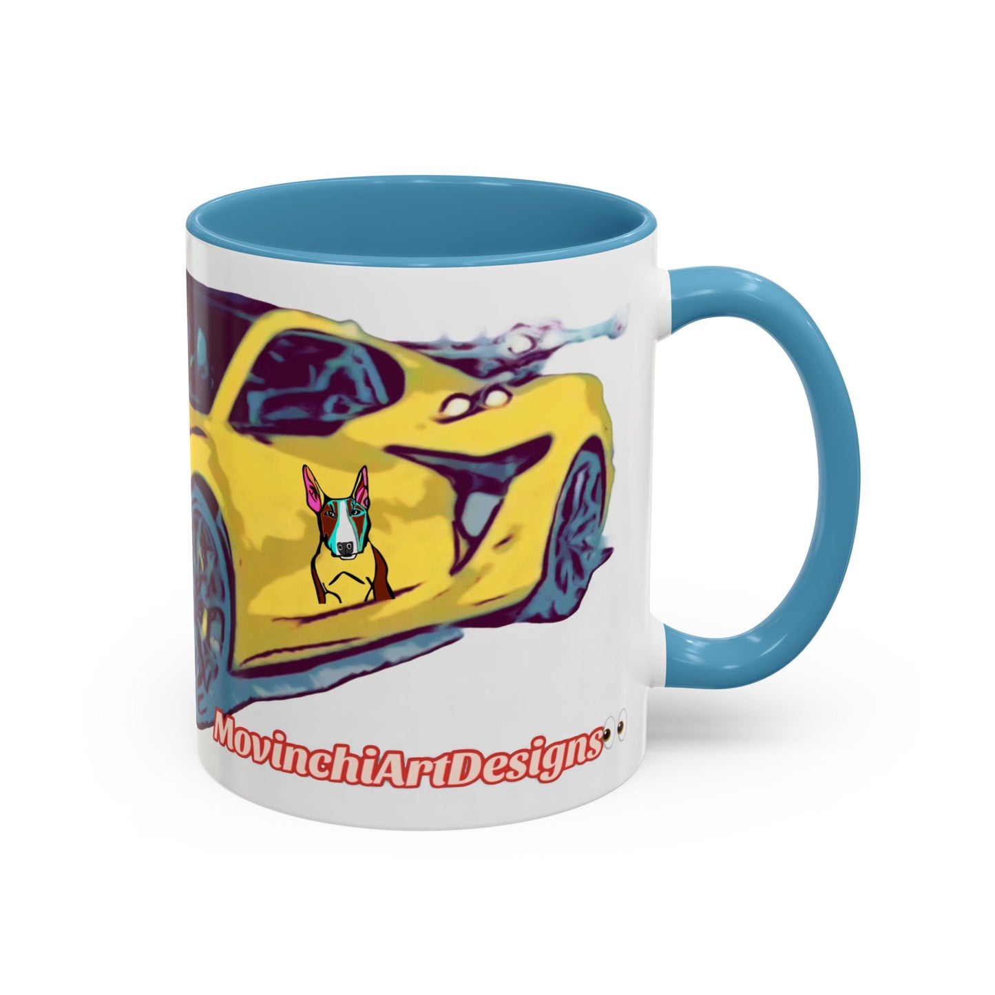 ZR1 Lover Coffee Mug — Yellow Sports Car & Boston Terrier Accent Mug (11/15 oz)