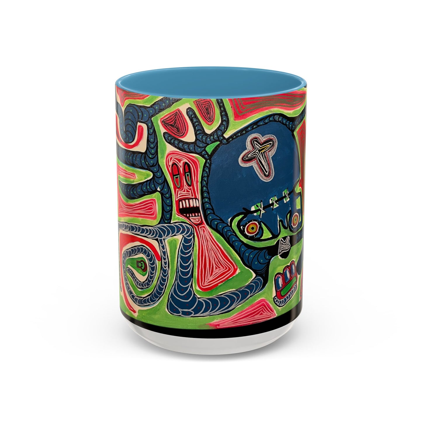 AFTER LIFE.  Abstract Tribal Art Coffee Mug — Colorful Surreal Accent Mug