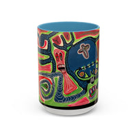 AFTER LIFE.  Abstract Tribal Art Coffee Mug — Colorful Surreal Accent Mug