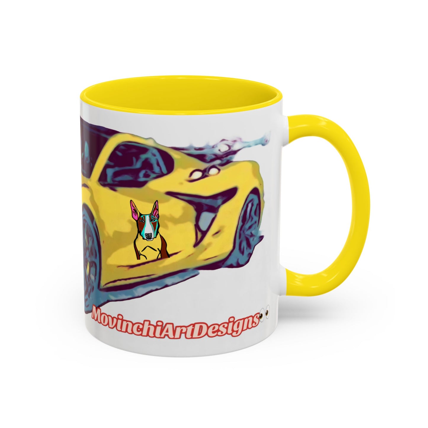 ZR1 Lover Coffee Mug — Yellow Sports Car & Boston Terrier Accent Mug (11/15 oz)
