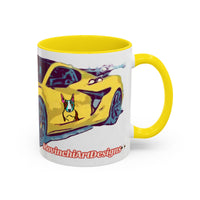ZR1 Lover Coffee Mug — Yellow Sports Car & Boston Terrier Accent Mug (11/15 oz)