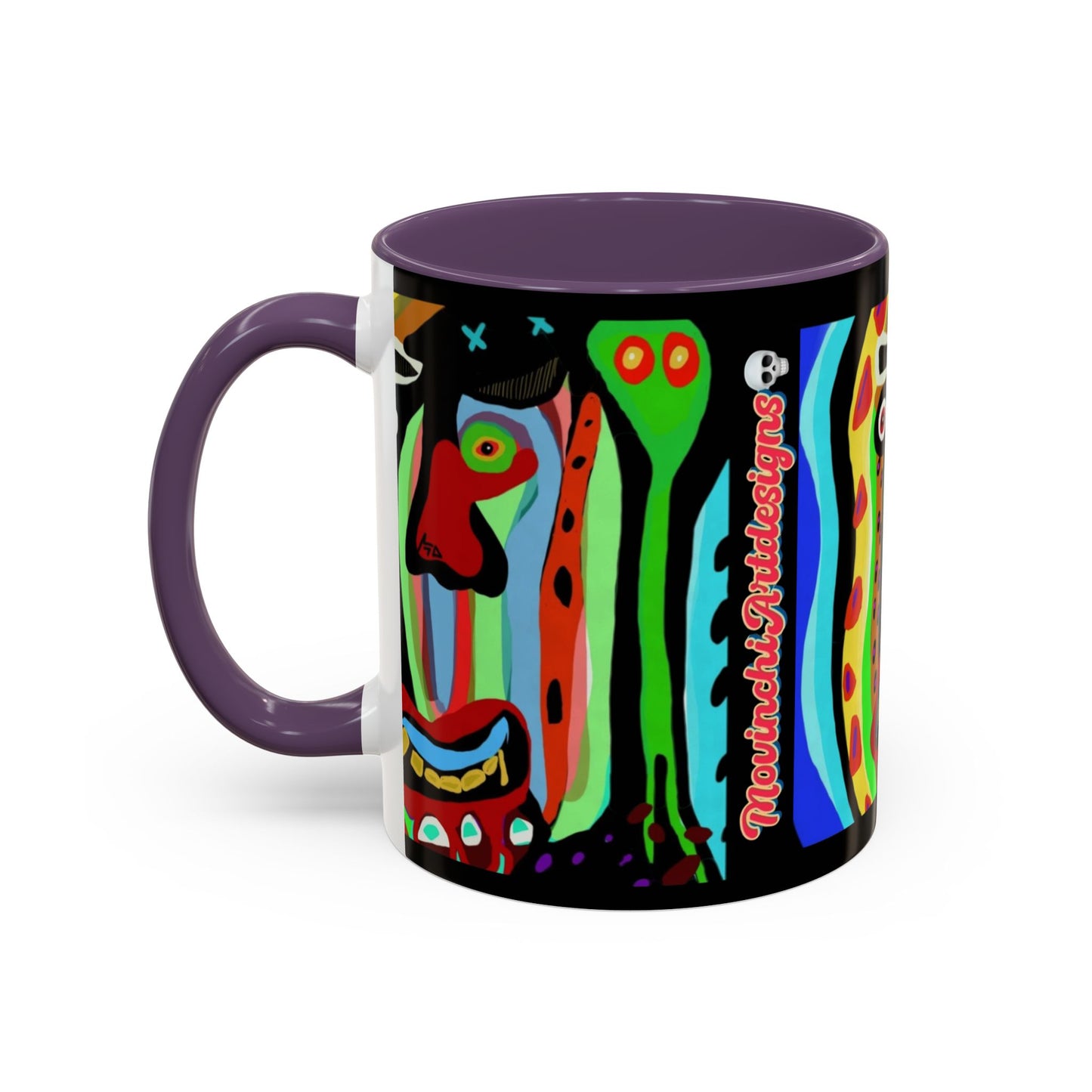 CRAZY.   Neon Face Accent Coffee Mug – Colorful Psychedelic Art Ceramic Mug