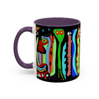 CRAZY.   Neon Face Accent Coffee Mug – Colorful Psychedelic Art Ceramic Mug