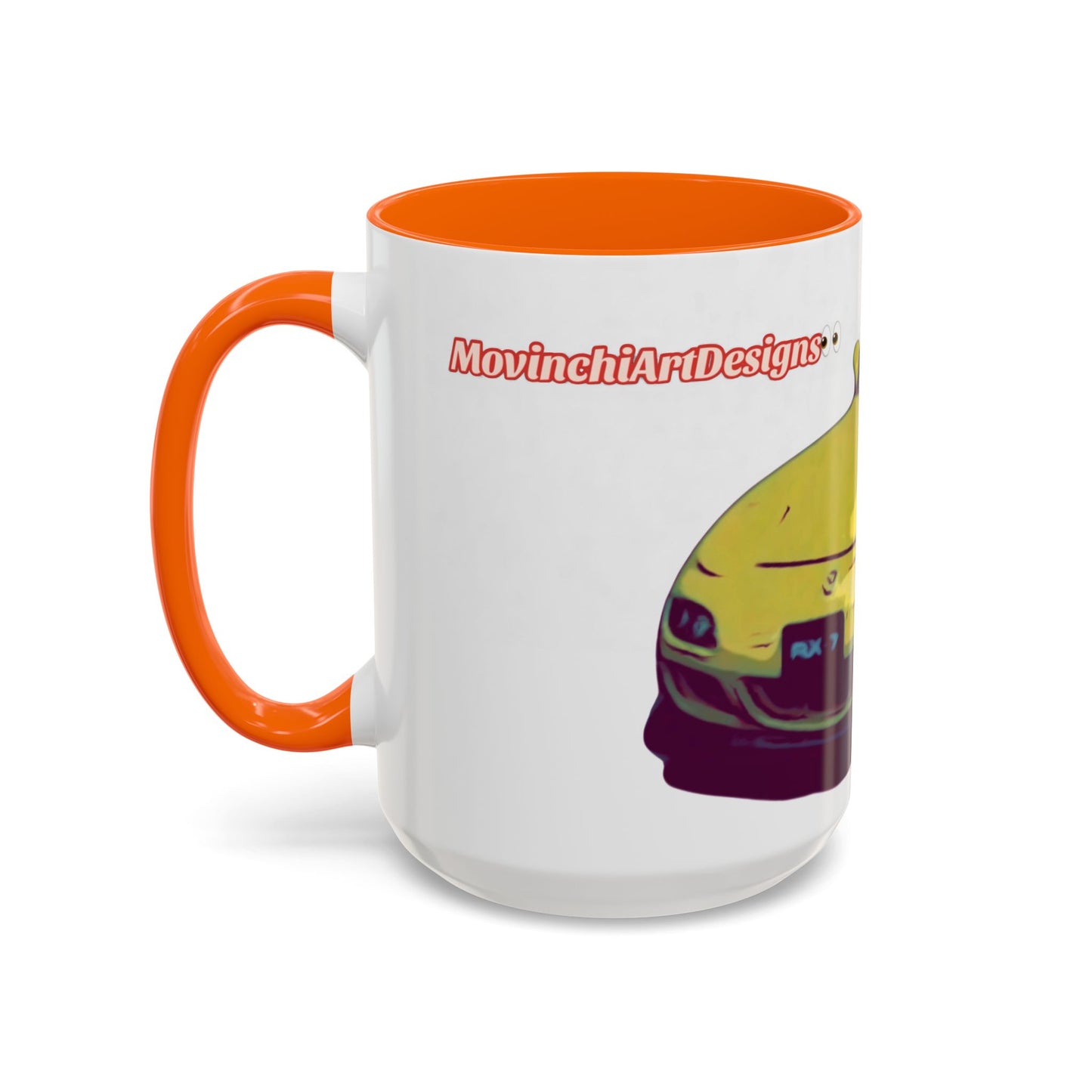 RX7  Coffee Mug — Yellow Sports Car Illustration Accent Mug