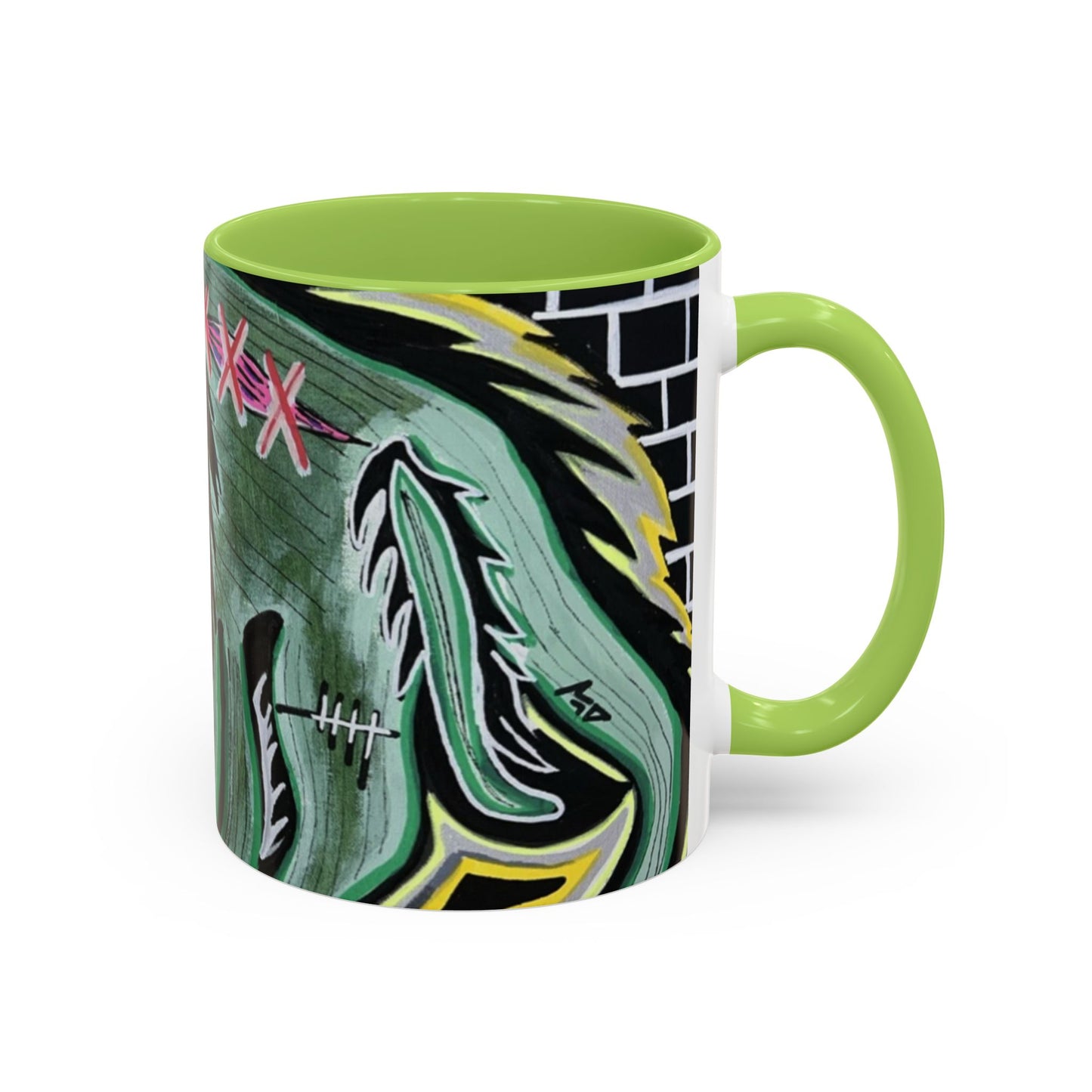 CHUPACABRAS.  Green Monster Art Coffee Mug — Spooky Neon Creature Accent Mug (11/15oz)