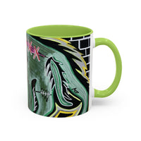CHUPACABRAS.  Green Monster Art Coffee Mug — Spooky Neon Creature Accent Mug (11/15oz)