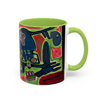 AFTER LIFE.  Abstract Tribal Art Coffee Mug — Colorful Surreal Accent Mug