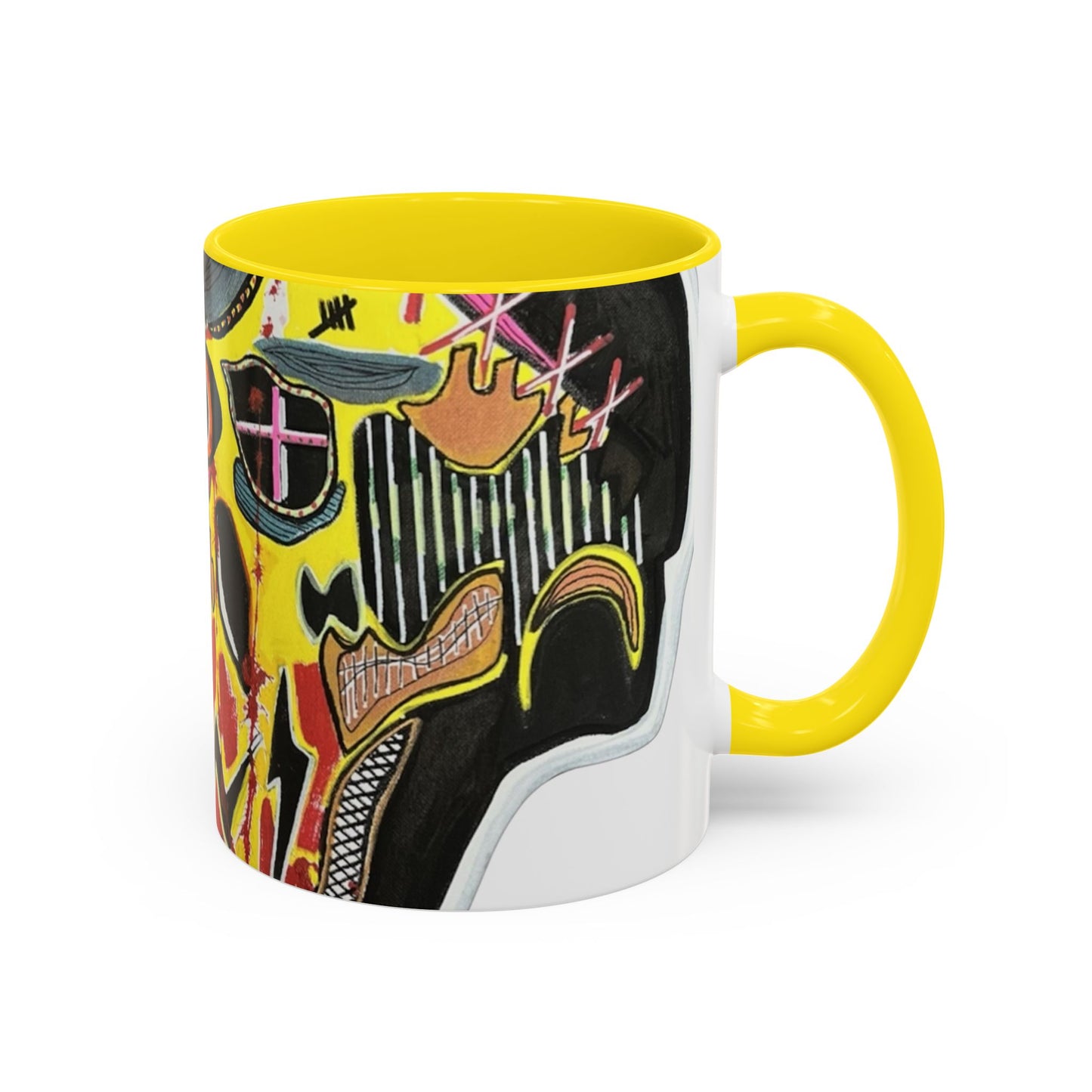 INFECTED KING.  Skull Pop Art Coffee Mug — Colorful Day of the Dead Accent Mug
