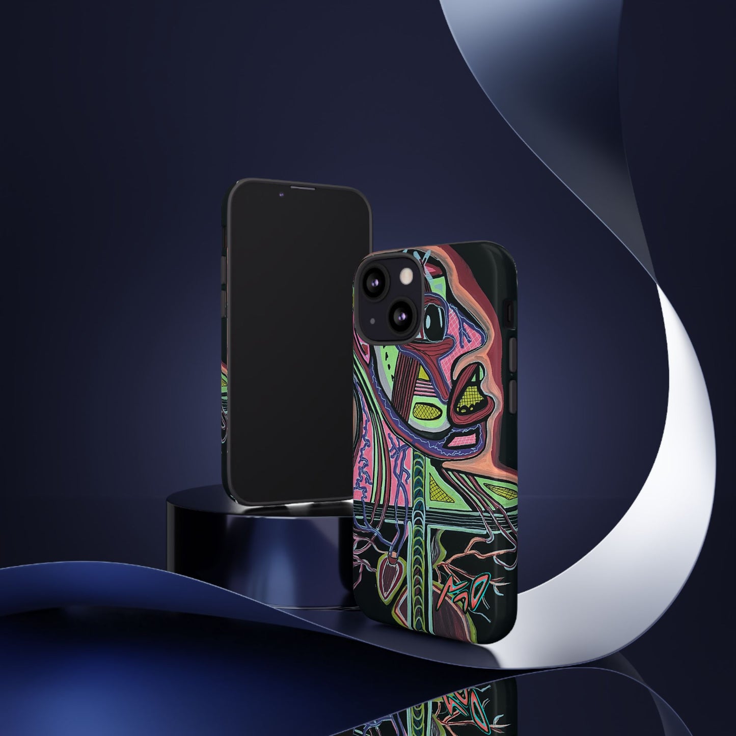 HEART ATTACK Abstract Neon Face Tough Phone Case – Vibrant Art Phone Cover
